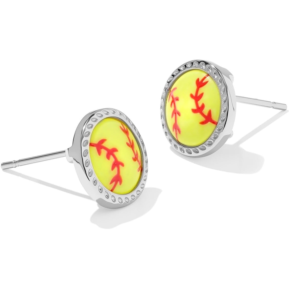 image:imageKendra Scott Softball Stud Earring Fashion Jewelry for WomenRHODIUMCHARTREUSE MAGNESITE