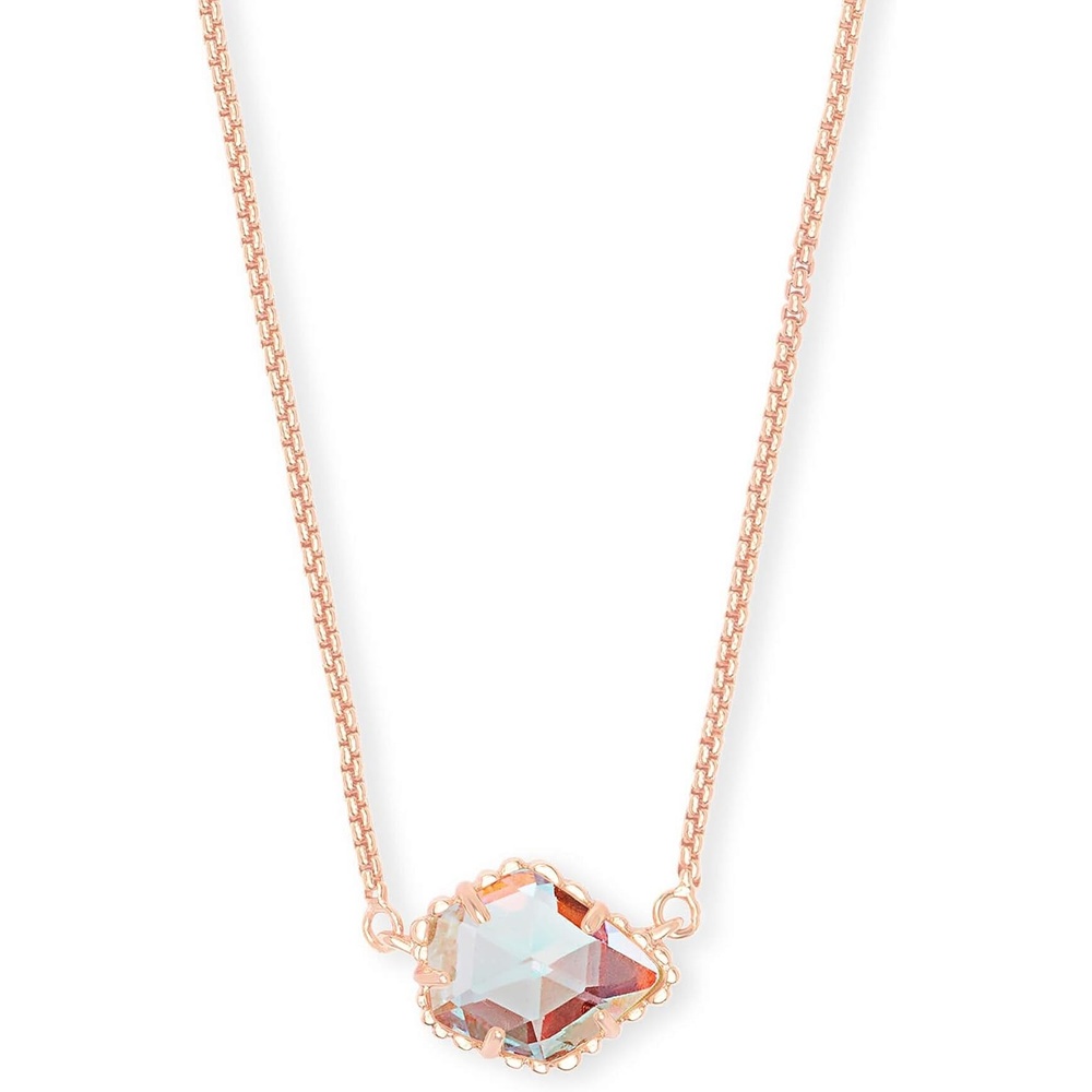 image:imageKendra Scott Tess Pendant Necklace for Women Fashion JewelryROSE GOLDPLATED IRIDESCENT DICHROIC GLASS