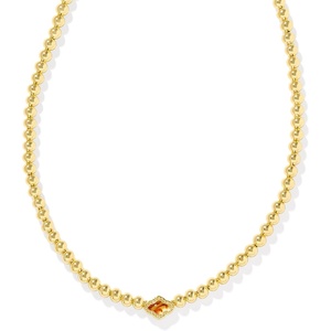 Kendra Scott Abbie Beaded Necklace, Fashion Jewelry for Women(GOLD – MARBLED AMBER ILLUSION)