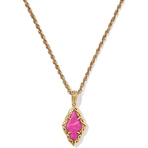 Kendra Scott Adeline Short Pendant Necklace, Fashion Jewelry for Women(DARK FUCHSIA VARIEGATED MAGNESITE)
