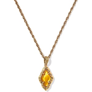 Kendra Scott Adeline Short Pendant Necklace, Fashion Jewelry for Women(MARBLED AMBER ILLUSION)