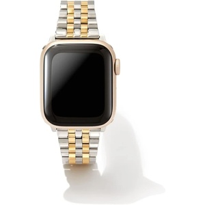 Kendra Scott Alex 5 Link Watch Bands, Compatible with Apple Watch® Series 1-8 and Samsung Galaxy Watch®(Gold & Silver Stainless Steel)