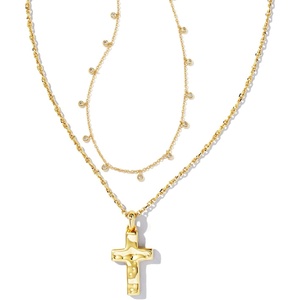 Kendra Scott Amelia Cross Necklace Gift Set, 14k Gold Plated Brass, Crystal, Fashion Jewelry for Women