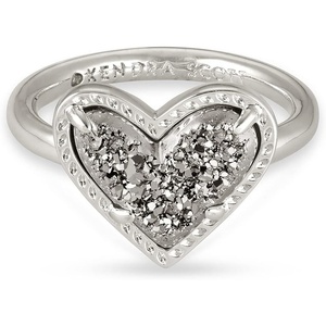 Kendra Scott Ari Heart Band Ring(RHODIUM – PLATINUM DRUSY)