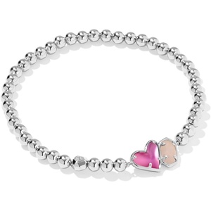 Kendra Scott Ari Heart Emilie Stretch Bracelet, Fashion Jewelry for Women(RHODIUM – AZALEA ILLUSION AND ROSE QUARTZ)