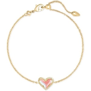 Kendra Scott Ari Heart Link Chain Bracelet for Women, Fashion Jewelry(GOLD – IRIDESCENT DICHROIC GLASS)