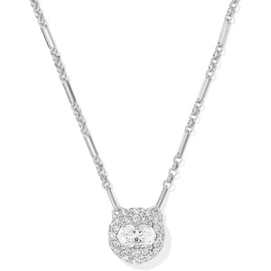 Kendra Scott Bella Short Pendant Necklace, Fashion Jewelry for Women(RHODIUM – WHITE CZ)
