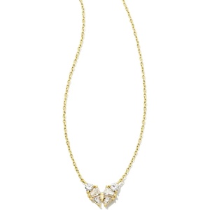 Kendra Scott Blair 14k Gold-Plated Butterfly Small Short Pendant Necklace in White Crystal, Fashion Jewelry for Women