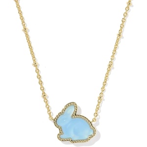 Kendra Scott Bunny Short Pendant Necklace, Fashion Jewelry for Women(GOLD-MATTE LIGHT BLUE DICHROIC GLASS)