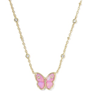 Kendra Scott Cailey Butterfly Pendant Necklace, Fashion Jewelry for Women(GOLD PINK OPALESCENT RESIN)