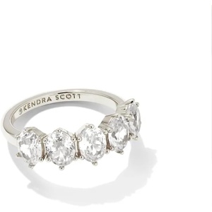 Kendra Scott Cailin 14k Crystal Band Ring, Fashion Jewelry For Women(RHODIUM METAL – WHITE CUBIC ZIRCONIA)