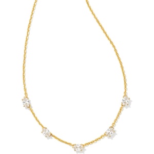 Kendra Scott Cailin Crystal Strand Necklace in White Cubic Zirconia, Fashion Jewelry For Women(GOLD – WHITE CUBIC ZIRCONIA)