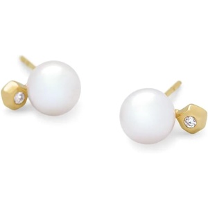 Kendra Scott Cathleen Large Stud Earring 14k Yellow Gold, Pearl
