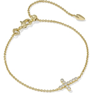 Kendra Scott Cross Crystal Delicate Chain Bracelet in White Cubic Zirconia, Fashion Jewelry for Women(GOLD-WHITE CUBIC ZIRCONIA)