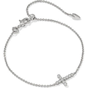Kendra Scott Cross Crystal Delicate Chain Bracelet in White Cubic Zirconia, Fashion Jewelry for Women(RHODIUM-WHITE CUBIC ZIRCONIA)