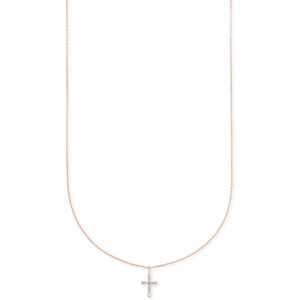 Kendra Scott Cross Necklace in 14k Rose Gold, Fine Jewelry for Women, White Diamond