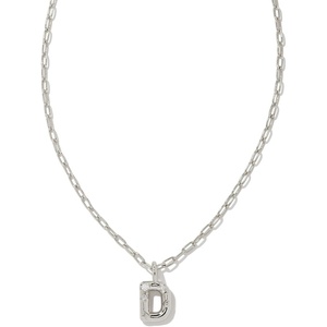 Kendra Scott Crystal Letter Short Pendant Necklace, Fashion Jewelry for Women(Letter D (RHODIUM-PLATED))