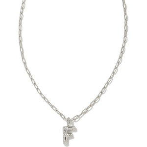 Kendra Scott Crystal Letter Short Pendant Necklace, Fashion Jewelry for Women(Letter F (RHODIUM-PLATED))
