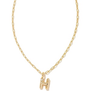 Kendra Scott Crystal Letter Short Pendant Necklace, Fashion Jewelry for Women(Letter H (GOLD-PLATED))