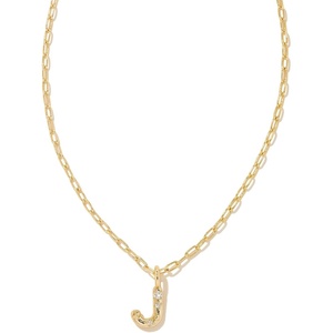 Kendra Scott Crystal Letter Short Pendant Necklace, Fashion Jewelry for Women(Letter J (GOLD-PLATED))