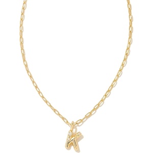 Kendra Scott Crystal Letter Short Pendant Necklace, Fashion Jewelry for Women(Letter K (GOLD-PLATED))