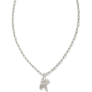 Kendra Scott Crystal Letter Short Pendant Necklace, Fashion Jewelry for Women(Letter K (RHODIUM-PLATED))