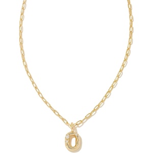Kendra Scott Crystal Letter Short Pendant Necklace, Fashion Jewelry for Women(Letter O (GOLD-PLATED))
