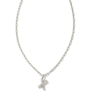Kendra Scott Crystal Letter Short Pendant Necklace, Fashion Jewelry for Women(Letter X (RHODIUM-PLATED))