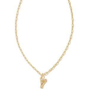 Kendra Scott Crystal Letter Short Pendant Necklace, Fashion Jewelry for Women(Letter Y (GOLD-PLATED))