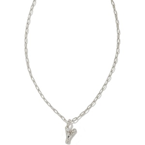 Kendra Scott Crystal Letter Short Pendant Necklace, Fashion Jewelry for Women(Letter Y (RHODIUM-PLATED))