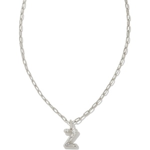 Kendra Scott Crystal Letter Short Pendant Necklace, Fashion Jewelry for Women(Letter Z (RHODIUM-PLATED))