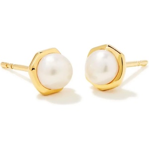 Kendra Scott Davie Pearl Stud Earring, 18k Gold Vermeil, Demi-Fine Jewelry for Women, White Pearl
