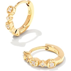 Kendra Scott Davie Trio Huggie Earrings in White Sapphire, Fine Jewelry for Women(WHITE SAPPHIRE)