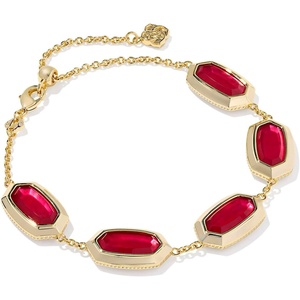 Kendra Scott Elaina Bezel Delicate Chain Bracelet, Fashion Jewelry for Women(GOLD – CARMINE RED ILLUSION)