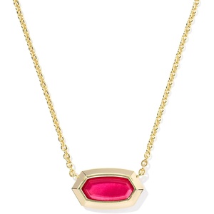 Kendra Scott Elisa Bezel Short Pendant Necklace, Fashion Jewelry for Women(GOLD – CARMINE RED ILLUSION)