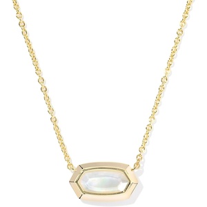 Kendra Scott Elisa Bezel Short Pendant Necklace, Fashion Jewelry for Women(GOLD – IVORY MOTHER OF PEARL)