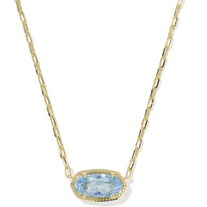 Kendra Scott Elisa Luxe Pendant Necklace, Fashion Jewelry for Women(GOLD-LIGHT BLUE CUBIC ZIRCONIA)