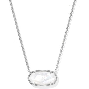 Kendra Scott Elisa Statement Short Pendant NecklaceFashion Jewelry for Women(RHODIUM – IVORY MOTHER OF PEARL)