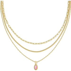 Kendra Scott Elisa Triple Strand Necklace, Fashion Jewelry for Women(CARNATION KYOCERA OPAL)