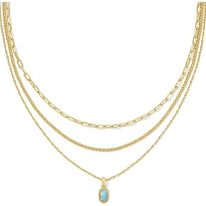 Kendra Scott Elisa Triple Strand Necklace, Fashion Jewelry for Women(LIGHT TEAL KYOCERA OPAL)