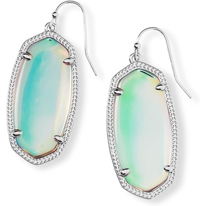 Kendra Scott Elle Drop Earrings for Women(RHODIUM – IRIDESCENT DICHROIC GLASS)