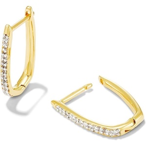 Kendra Scott Ellen Luxe 18k Gold Vermeil Huggie Earrings in White Sapphire, Demi-Fine Jewelry for Women