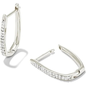 Kendra Scott Ellen Luxe Sterling Silver Huggie Earrings in White Sapphire, Demi-Fine Jewelry for Women