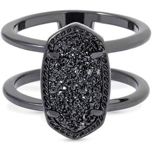 Kendra Scott Elyse Ring for Women, Fashion Jewelry(GUNMETAL – BLACK DRUSY)