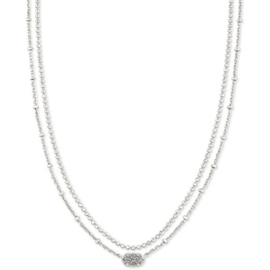 Kendra Scott Emilie Multi Strand Necklace, Fashion Jewelry for Women(RHODIUM PLATINUM DRUSY)