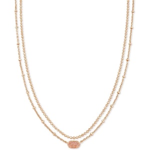 Kendra Scott Emilie Multi Strand Necklace, Fashion Jewelry for Women(ROSE GOLD SAND DRUSY)