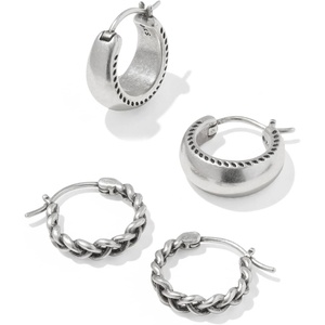 Kendra Scott Gabriella Set Huggie Earring, Fashion Jewelry for Women(Vintage Silver Metal)