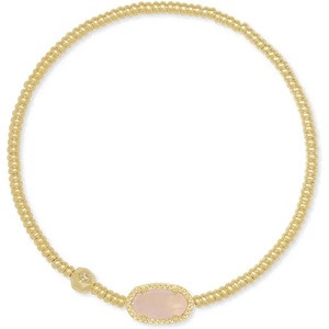 Kendra Scott Grayson Crystal Stretch Bracelet, Fashion Jewelry for Women(GOLD – ROSE QUARTZ)