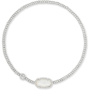 Kendra Scott Grayson Crystal Stretch Bracelet, Fashion Jewelry for Women(RHODIUM – IVORY MOTHER OF PEARL)
