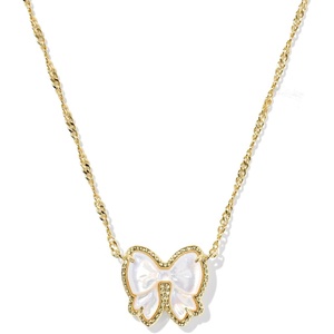 Kendra Scott Haley Bow Short Pendant Necklace, Fashion Jewelry for Women(GOLD – IVORY MOTHER OF PEARL)